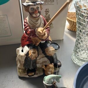 Vintage Fisherman Figurine with Cat